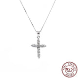 Cross Pendant 925 Silver Necklace CZ Christianity Jewelry Women Gift