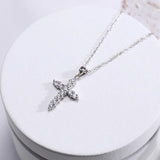 Cross Pendant 925 Silver Necklace CZ Christianity Jewelry Women Gift