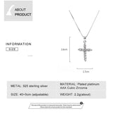 Cross Pendant 925 Silver Necklace CZ Christianity Jewelry Women Gift