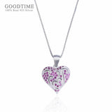 925 Silver Love Zircon Heart Rose Necklace