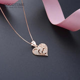 925 Silver Love Zircon Heart Rose Necklace