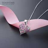 925 Silver Love Zircon Heart Rose Necklace