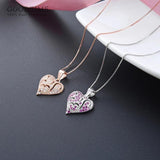 925 Silver Love Zircon Heart Rose Necklace