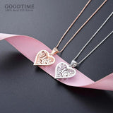 925 Silver Love Zircon Heart Rose Necklace