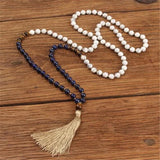 6mm Howlite 108 Buddha Beads Tassels Necklace MONK Wristband Chain Lucky Wrist