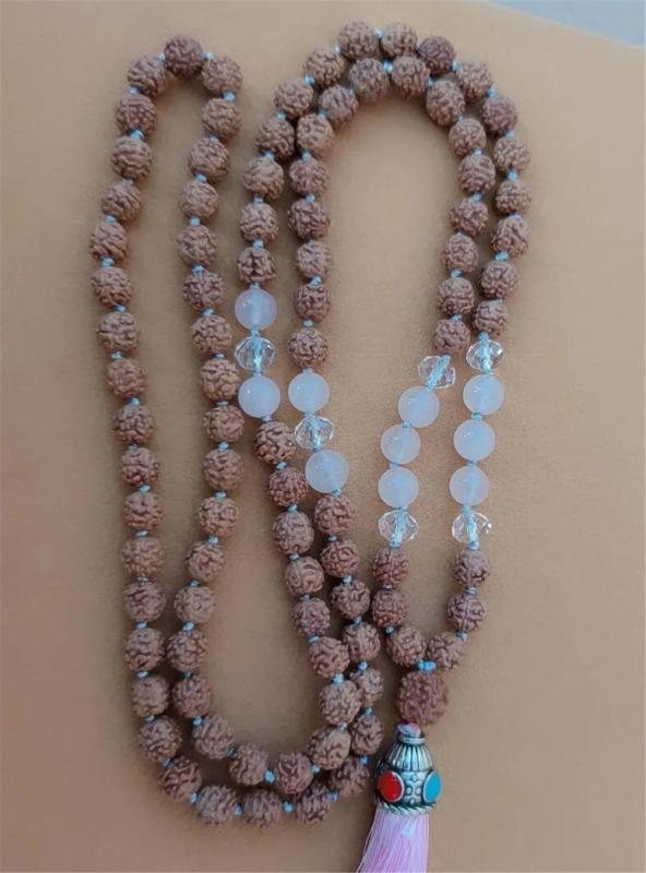 8mm Rudraksha 108 Beads Tassel Necklace Bracelet