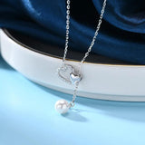 925 Silver Heart Shell Pearl Pendant Necklace Women Engagement