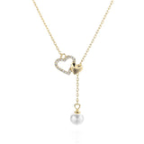 925 Silver Heart Shell Pearl Pendant Necklace Women Engagement
