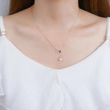 925 Silver Heart Shell Pearl Pendant Necklace Women Engagement