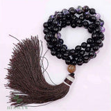 8mm Agate 108 Beads Tassel Knotted Necklace Chakra