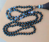 8mm Agate 108 Beads Tassel Knotted Necklace Chakra