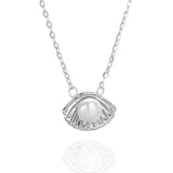 925 Silver Shell Pearl Pendant Necklace Romantic Style Jewellery