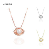 925 Silver Shell Pearl Pendant Necklace Romantic Style Jewellery