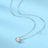 925 Silver Shell Pearl Pendant Necklace Romantic Style Jewellery