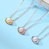 925 Silver Shell Pearl Pendant Necklace Romantic Style Jewellery