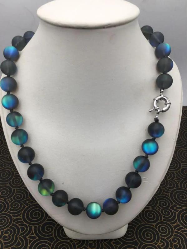 Gray Rainbow Moonstone Round Gems Necklace 6/8/10/12mm Natural
