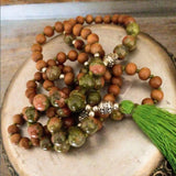 8mm Sandalwood Chrysocolla Chakra Necklace for Blessing
