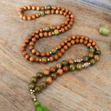 8mm Sandalwood Chrysocolla Chakra Necklace for Blessing