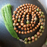 8mm Sandalwood Chrysocolla Chakra Necklace for Blessing