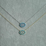 Evil Eye Micro Pave Lab CZ Silver Chain 925 Sterling Silver Necklace