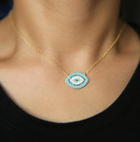 Evil Eye Micro Pave Lab CZ Silver Chain 925 Sterling Silver Necklace