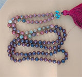 8mm Rhodochrosite 108 Beads Tassel Necklace Healing Lucky Wrist