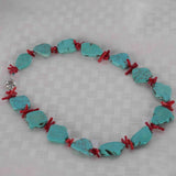 Turquoise Gemstone DIY Coral Branch Necklace Chain 18inches