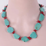 Turquoise Gemstone DIY Coral Branch Necklace Chain 18inches