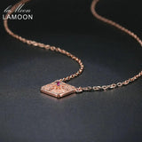 Natural Ruby Sterling Silver Pendant Necklace Rose Wedding Jewelry
