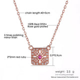 Natural Ruby Sterling Silver Pendant Necklace Rose Wedding Jewelry