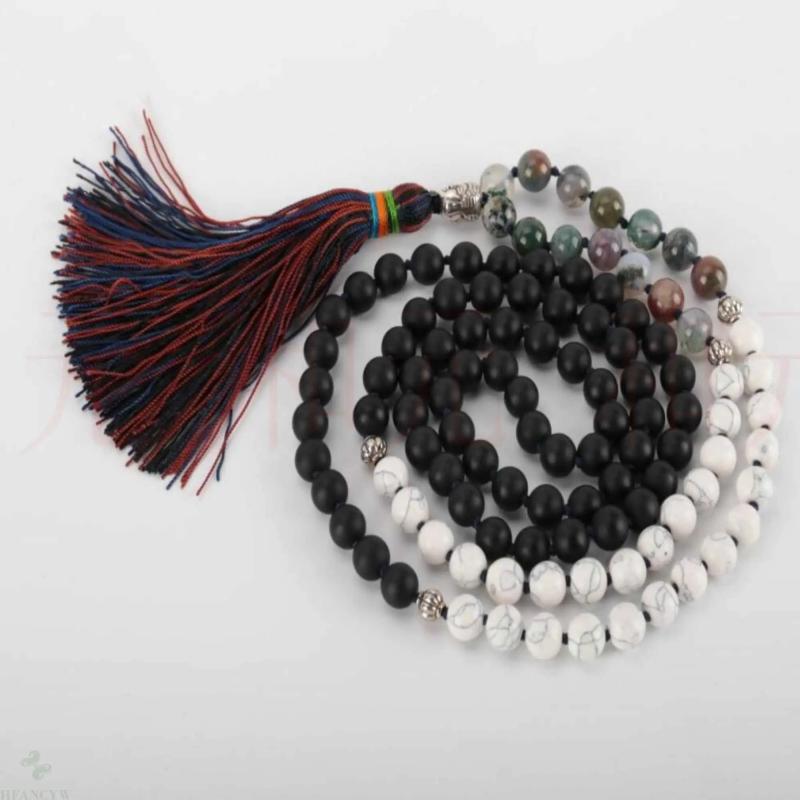 Turquoise Agate Beads Necklace - Buddhism Emotional Chain Cuff