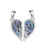 Eudora 925 Silver Cat Dog Necklace Set with Abalone Shell