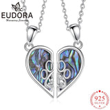 Eudora 925 Silver Cat Dog Necklace Set with Abalone Shell