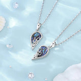 Eudora 925 Silver Cat Dog Necklace Set with Abalone Shell