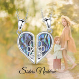 Eudora 925 Silver Cat Dog Necklace Set with Abalone Shell
