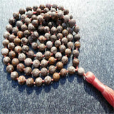 8mm Natural Veins Stone 108 Beads Tassel Necklace Japa Meditation