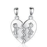 Eudora 925 Silver Sisters Necklace Heart Shape Jewelry for Sister