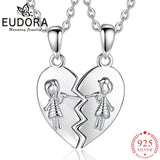 Eudora 925 Silver Sisters Necklace Heart Shape Jewelry for Sister