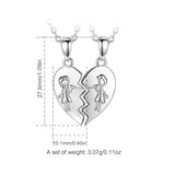 Eudora 925 Silver Sisters Necklace Heart Shape Jewelry for Sister
