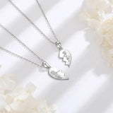 Eudora 925 Silver Sisters Necklace Heart Shape Jewelry for Sister