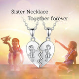 Eudora 925 Silver Sisters Necklace Heart Shape Jewelry for Sister