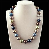 12mm Shell Pearl Necklace Multicolor Real Aurora Wedding DIY