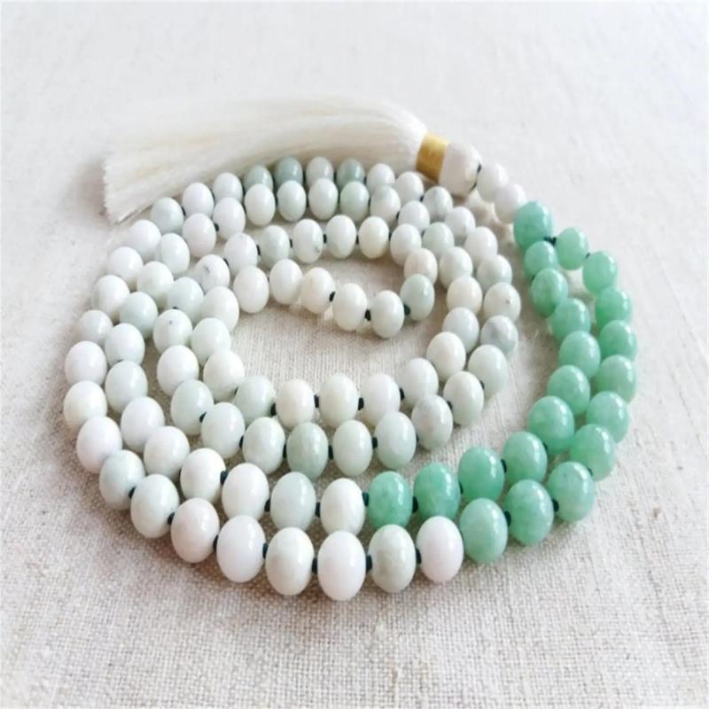 8mm Jade 108 Beads Tassel Necklace Bracelet Buddhist Prayer