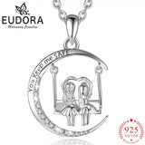 925 Silver Two Sisters Swinging Pendant Necklace for Girlfriends