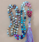 8mm Chakra 108 Beads Tassel Knotted Necklace Bless Colorful Classic