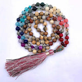 8mm Chakra 108 Beads Tassel Knotted Necklace Bless Colorful Classic