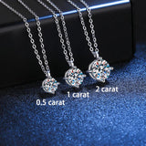 2CT Moissanite Pendant Necklace 925 Sterling Silver D Platinum Collares