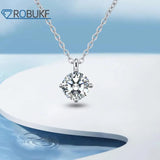2CT Moissanite Pendant Necklace 925 Sterling Silver D Platinum Collares