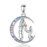 Eudora 925 Silver Mother-Daughter Flower Pendant Necklace