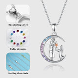 Eudora 925 Silver Mother-Daughter Flower Pendant Necklace